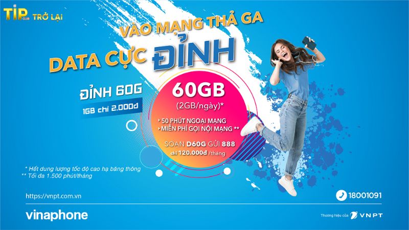 Gói data chơi Tipclub của nhà mạng Vinaphone