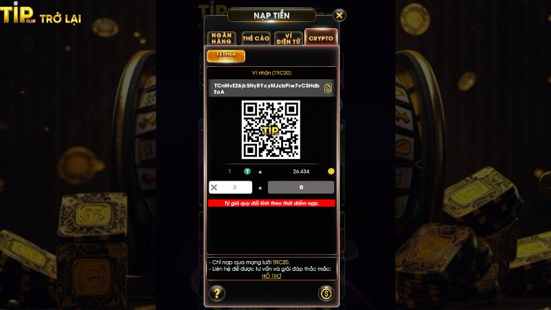 Nạp tiền Tipclub bằng tiền ảo